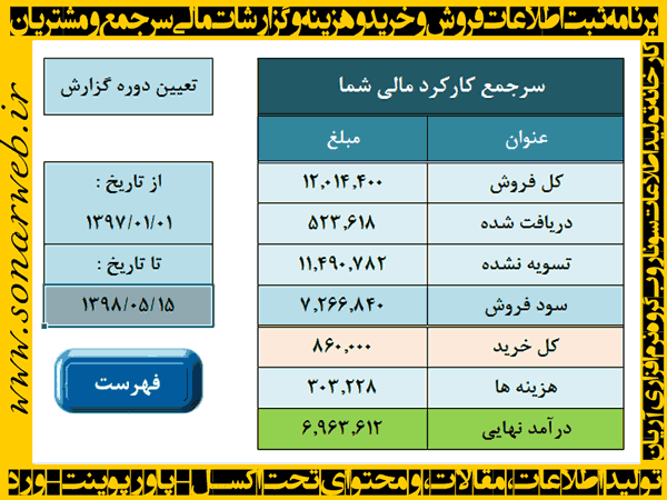 برنامه حسابداری ثبت اطلاعات خرید و فروش، هزینه ها، گزارشات مالی و مشتریان برنامه حسابداری ثبت اطلاعات خرید و فروش، هزینه ها، گزارشات مالی و مشتریان - سونار وب