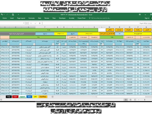 نرم افزار مدیریت انواع نمایندگی بیمه، مدیریت کارگزاری ها و دفاتر بیمه - تحت اکسل نرم افزار مدیریت انواع نمایندگی بیمه، مدیریت کارگزاری ها و دفاتر بیمه - تحت اکسل