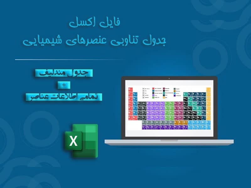فایل اکسل جدول تناوبی عنصرهای شیمیایی جدول مندلیف + اطلاعات عناصر فایل اکسل جدول تناوبی عنصرهای شیمیایی جدول مندلیف