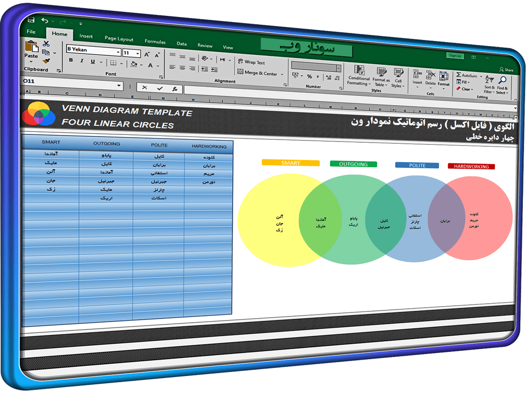 نرم افزار رسم نمودار ون در اکسل - فایل اکسل دیاگرام ون - Venn Diagram Template نرم افزار رسم نمودار ون در اکسل فایل اکسل دیاگرام ون Venn Diagram Template
