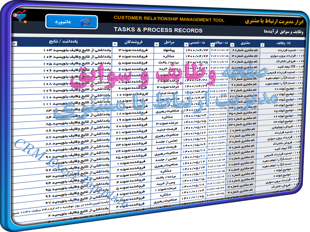 فایل اکسل مدیریت ارتباط با مشتری CRM اکسل مدیریت ارتباط با مشتری CRM