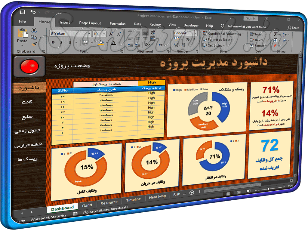 داشبورد مدیریت پروژه در اکسل داشبورد مدیریت پروژه در اکسل داشبورد