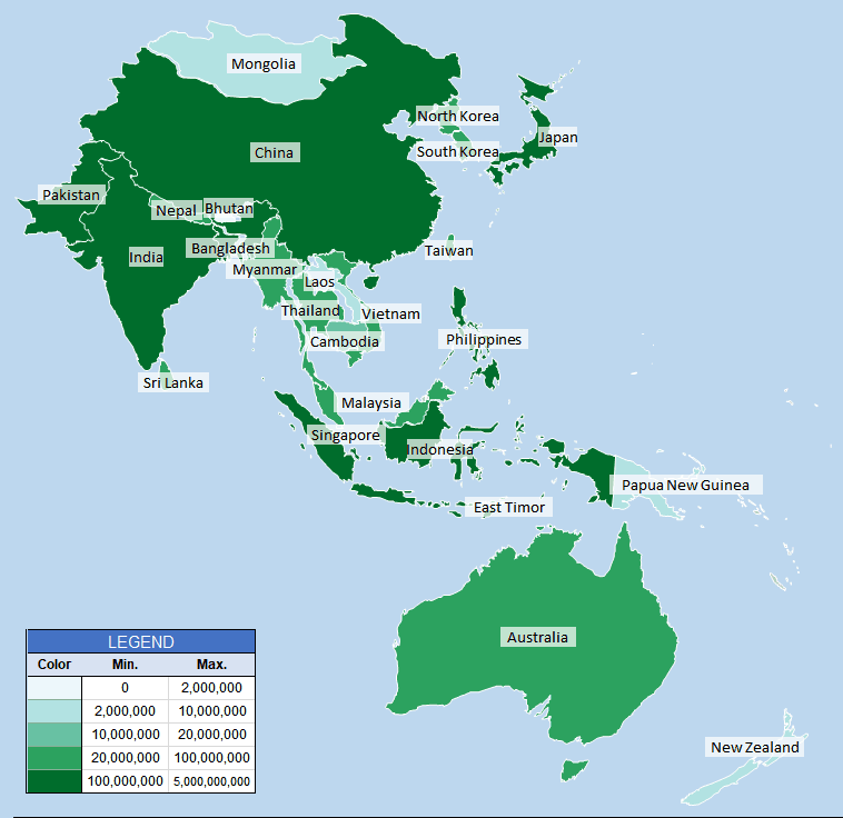 فایل اکسل نقشه حرارتی آسیا و اقیانوسیه + بدون قفل و متن باز فایل اکسل نقشه حرارتی آسیا و اقیانوسیه - نقشه