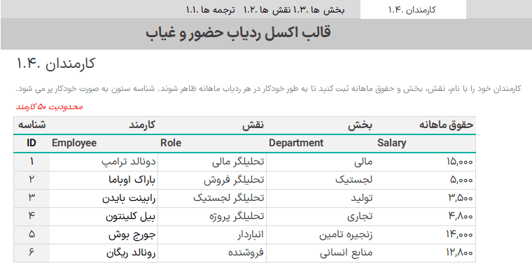 فایل اکسل ردیاب حضور و غیاب کارکنان - مدیریت ثبت مرخصی پرسنل در اکسل اکسل مدیریت حضور و غیاب پرسنل کارمندان