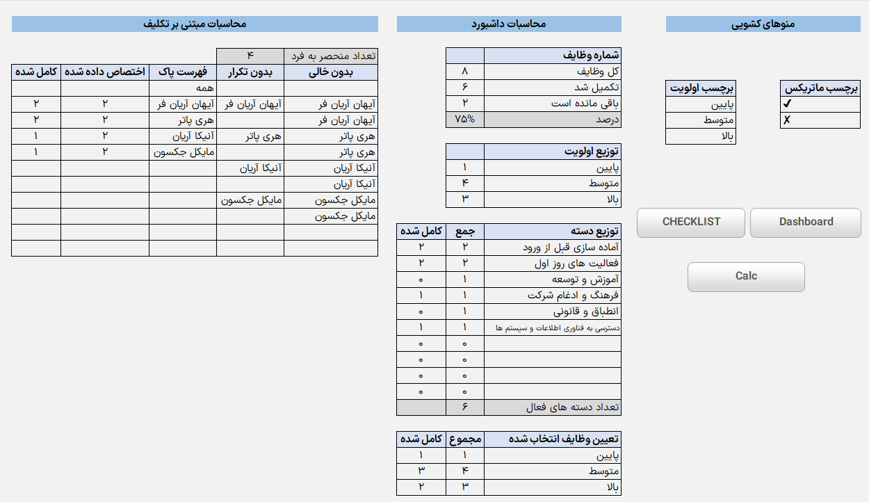 دانلود فایل اکسل چک لیست - Checklist Excel - قالب چک لیست اکسل دانلود فایل اکسل چک لیست-تنظیم محاسبات