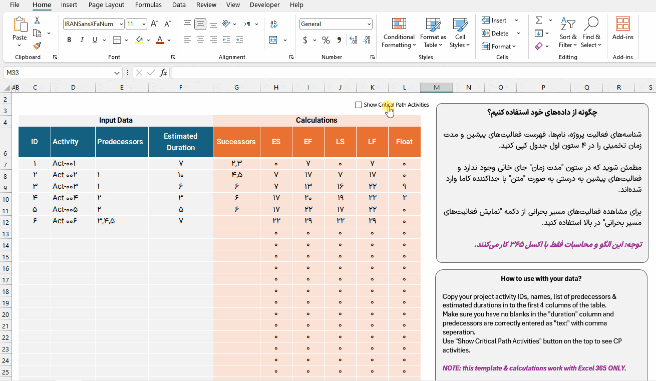 مجموعه 10 فایل اکسل مسیر بحرانی پروژه - Critical Path - CPM - تحلیل مسیر بحرانی مدیریت پروژه مسیر بحرانی پروژه-critical-path-template-03