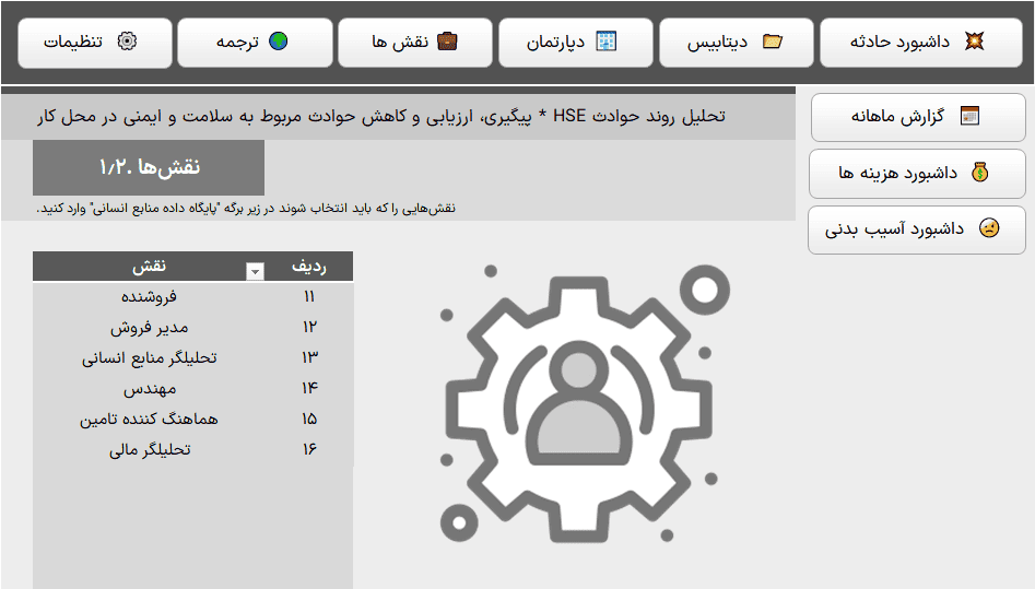 تحلیل روند حوادث با اکسل HSE بهداشت ایمنی کار - مدیریت بهداشت ایمنی محیط زیست اکسل HSE بهداشت ایمنی کار-نقش ها