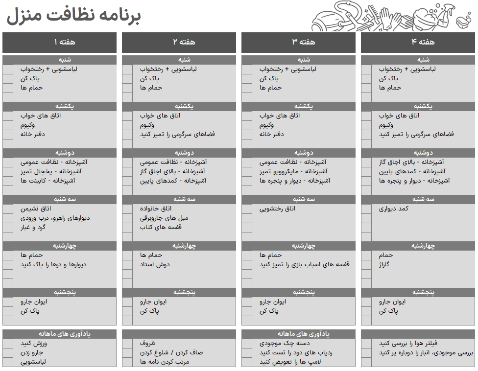 فایل اکسل چک لیست جامع و قابل چاپ برای مدیریت آسان کارها و وظایف فایل اکسل چک لیست جامع (3)
