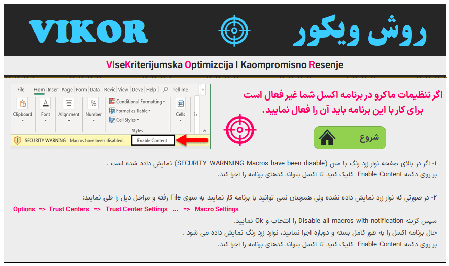 vikor روش ویکور - دانلود برنامه اکسل روش تصمیم گیری چندمعیاره vikor vikor روش ویکور-منو